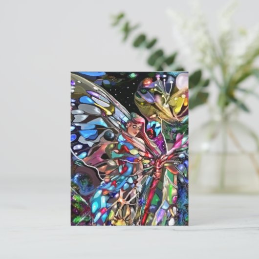 Achter de vleugel van een vlinder briefkaart (Staand voorkant)