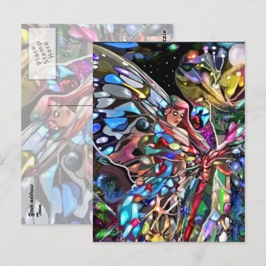 Achter de vleugel van een vlinder briefkaart (Voorkant / Achterkant)