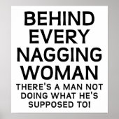 Achter een Nagging Woman Funny Poster (Voorkant)