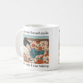 Achter elke gedwongen glimlach zit een dutje - gra koffiemok (Voorkant links)