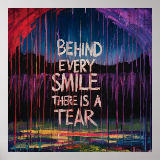 Achter elke glimlach zit een traan poster PNG (Voorkant)