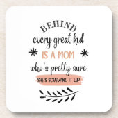 Achter elke grote Kind moederschap prijsopgave roz Bier Onderzetter (Voorkant)