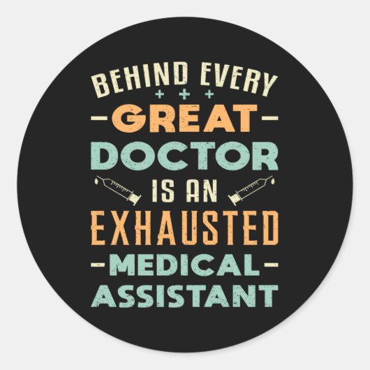 Achter elke grote medisch assistent-arts ronde sticker (Voorkant)