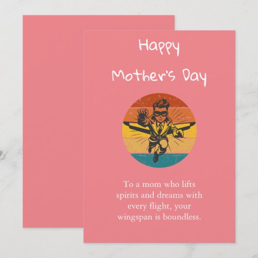 Achter elke piloot,Minimalist,Retro, Moederdag Feestdagenkaart (Voorkant / Achterkant)