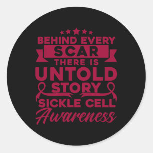 Achter elke scar Sickle Cell Awareness Ronde Sticker