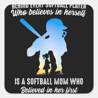 Achter elke Softball Player Softball Mam Vierkante Sticker