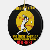 Achter elke speler is een vader Softball pa Keramisch Ornament (Links)