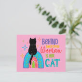 Achter elke sterke vrouw zit haar kat briefkaart (Staand voorkant)