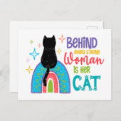 Achter elke sterke vrouw zit haar kat briefkaart (Voorkant / Achterkant)
