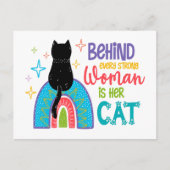 Achter elke sterke vrouw zit haar kat briefkaart (Voorkant)