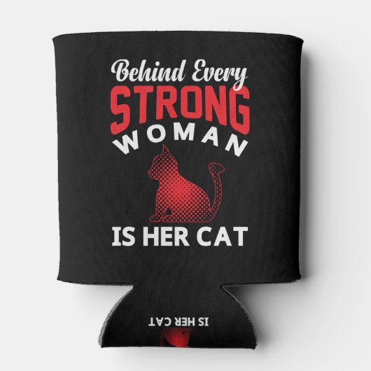 Achter elke sterke vrouw zit haar kat Koelbox Blikjeskoeler (Achterkant)