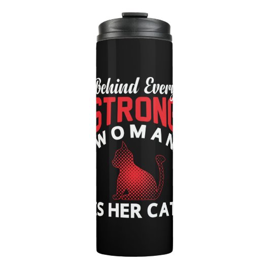 Achter elke sterke vrouw zit haar kat thermische c thermosbeker (Voorkant)