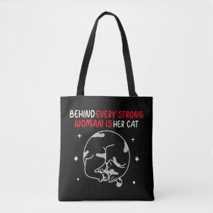 Achter elke sterke vrouw zit haar kat tote bag