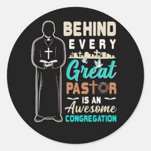 Achter Grote Pastoor Geweldige Congregatie Predike Ronde Sticker