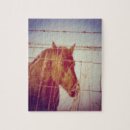 Achter het Abstracte paard van de Omheining Legpuzzel