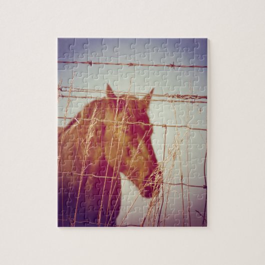 Achter het Abstracte paard van de Omheining Legpuzzel (Verticaal)