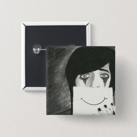 Achter het Masker Vierkante Button 5,1 Cm (Voorkant /achterkant)