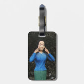 Achter je rug kijken bagagelabel (Achterkant verticaal)