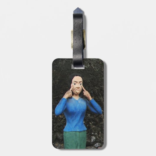 Achter je rug kijken bagagelabel (Achterkant verticaal)