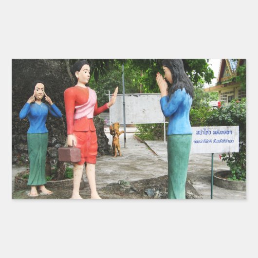 Achter je rug kijken rechthoekige sticker (Voorkant)