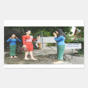 Achter je rug kijken rechthoekige sticker