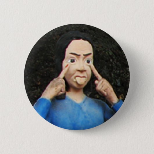 Achter je rug kijken ronde button 5,7 cm (Voorkant)