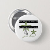 Achter onze troepen of voor hen ronde button 5,7 cm (Voorkant /achterkant)