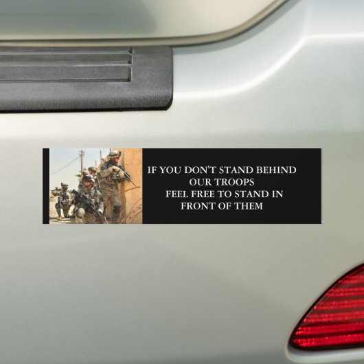 Achter onze troepen staan bumpersticker (Op auto)