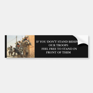 Achter onze troepen staan bumpersticker