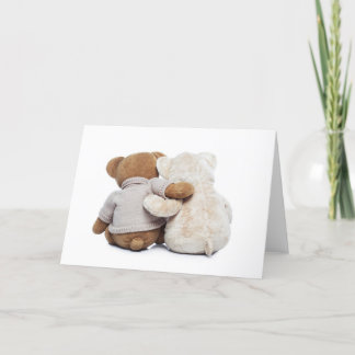 Achter uitzicht van twee Teddyberen die elkaar Kaart