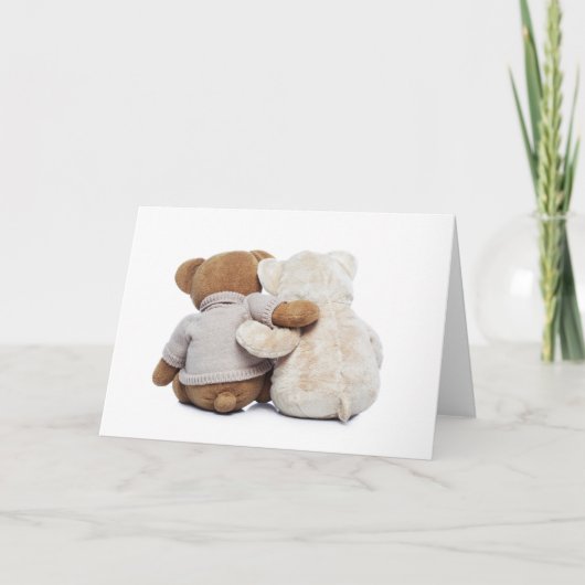 Achter uitzicht van twee Teddyberen die elkaar Kaart (Voorkant)