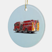 Achter van Brandmotor met Amerikaanse Vlag Keramisch Ornament (Links)