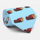 Achter van Brandmotor met Amerikaanse Vlag Stropdas (Opgerold)