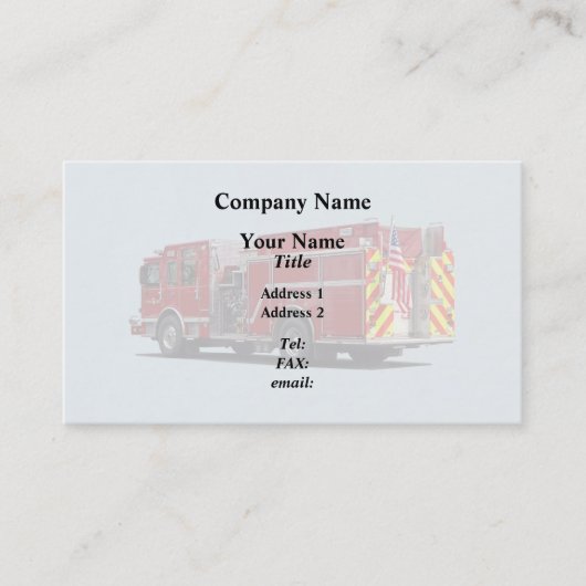 Achter van Brandmotor met Amerikaanse Vlag Visitekaartje (Voorkant)