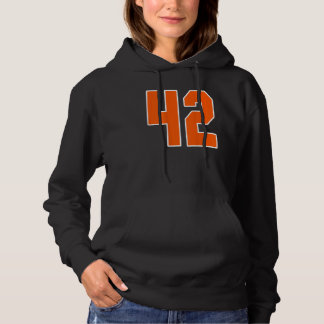 Achteraan bedrukt oranje sportblok nummer 42 voor  hoodie