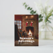 Achteraanzicht van de vrouw die in de rotsstoel zi briefkaart (Staand voorkant)