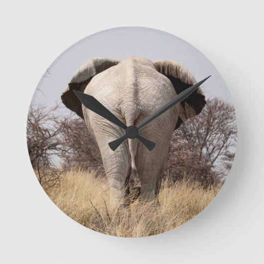 Achteraanzicht van olifant ronde klok (Voorkant)