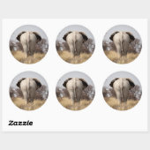 Achteraanzicht van olifant ronde sticker (Vel)