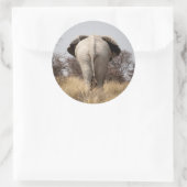 Achteraanzicht van olifant ronde sticker (Tas)