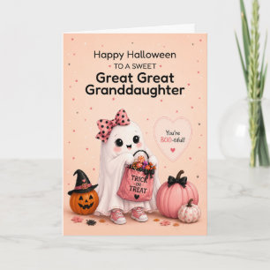Achterachterkleindochter Halloween Schattig Spookj Kaart