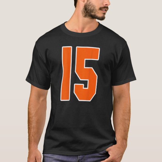 Achteraf afdrukken Oranje Sportblok nummer 15 voor T-shirt (Voorkant)