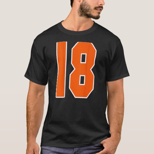 Achteraf afdrukken Oranje Sportblok nummer 18 voor T-shirt (Voorkant)