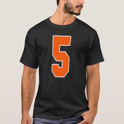 Achteraf afdrukken Oranje Sportblok nummer 5 voor T-shirt (Voorkant)