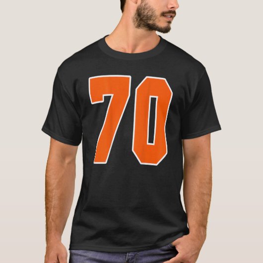 Achteraf afdrukken Oranje Sportblok nummer 70 voor T-shirt (Voorkant)