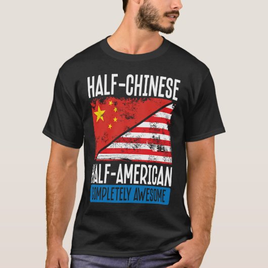 Achteraf half-Chinees volledig zwart-wit T-shirt (Voorkant)