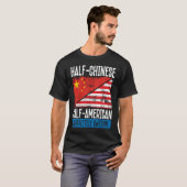 Achteraf half-Chinees volledig zwart-wit T-shirt (Voorkant volledig)