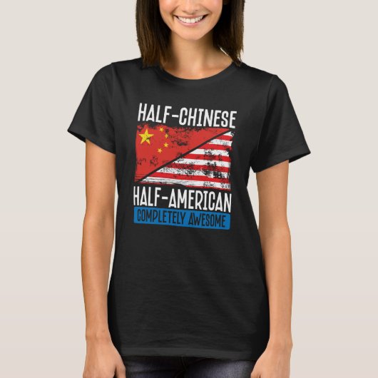 Achteraf half-Chinees volledig zwart-wit T-shirt (Voorkant)