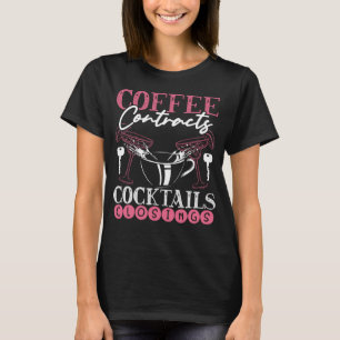Achterafgedrukte koffiecontracten Cocktails Sluite T-shirt