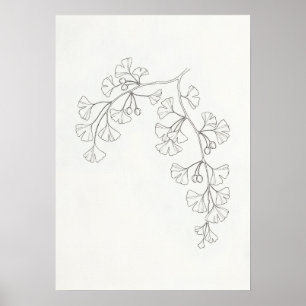 Achterblijvende Ginkgo Lijnkunstposter Poster