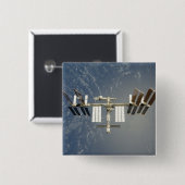 Achtergelaten internationale ruimtestation vierkante button 5,1 cm (Voorkant /achterkant)